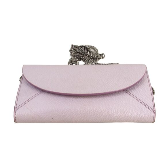 14th & Union PALE PINK GENUINE LEATHER FLAP CHAIN CROSSBODY SHOULDER BAG CLUTCH - Picture 8 of 16